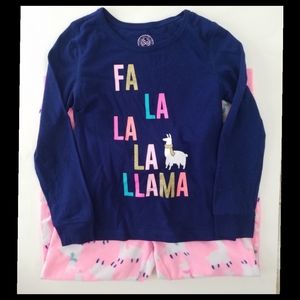 2 pajama sets girls small 7/8 llama and emoji